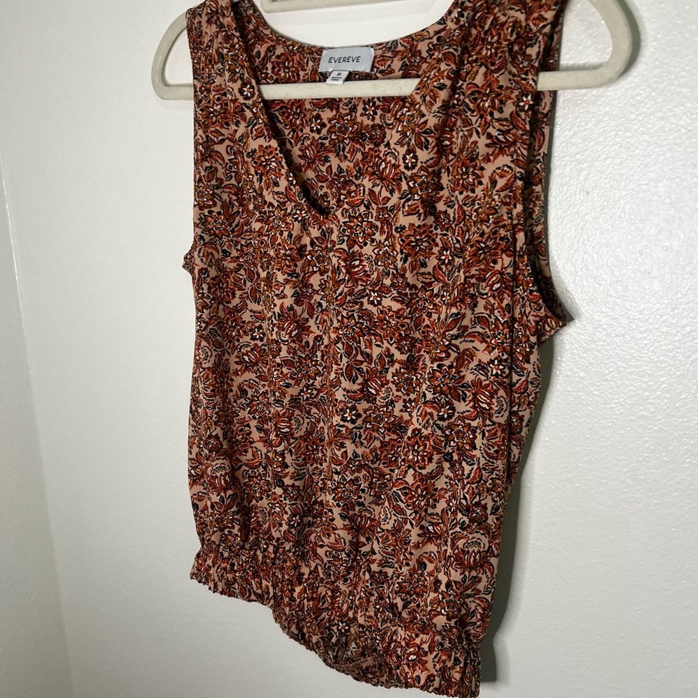 Evereve pink and orange paisley print Vneck sleeveless top - Picture 3 of 6